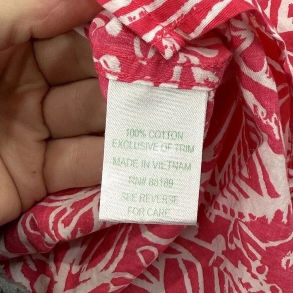 Lilly Pulitzer Top Women's M Pink/Coral Resort Roll Tab Beachy Coastal Button Up - Picture 12 of 13